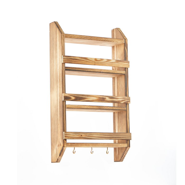 Aberto Design Estantería de madera con gancho para colgar 58x29x10 cm